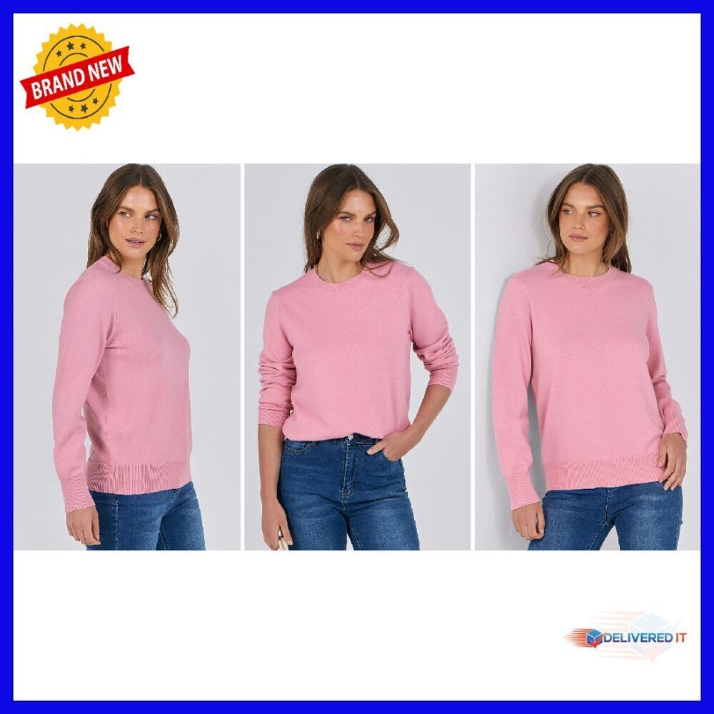 Lightweight Crewneck Pullover Sweater Women's Long Sleeve Loose Fit Knit Top - Picture 8 of 8